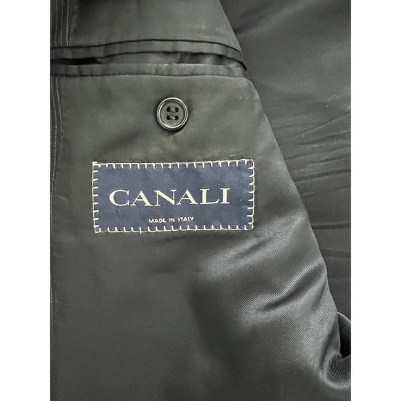 Bernini Beverly Hills Canali Wool Black Striped Suit Jacket Size 56 - Picture 9 of 11